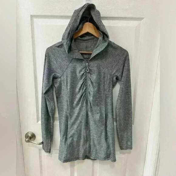 Athleta Heather Vitamin Sea Hooded Jacket Charcoal Grey Heather Ladies Small - Picture 1 of 7